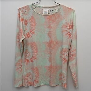 Roxy Women's Pastel Tie-Dye Long Sleeve rashguard  - Coral and Mint size Small